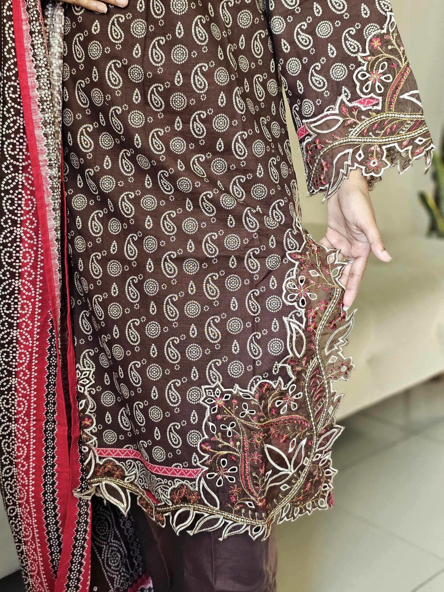 Embroidered Khadar 3 piece