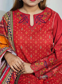 Embroidered Khadar 3 piece