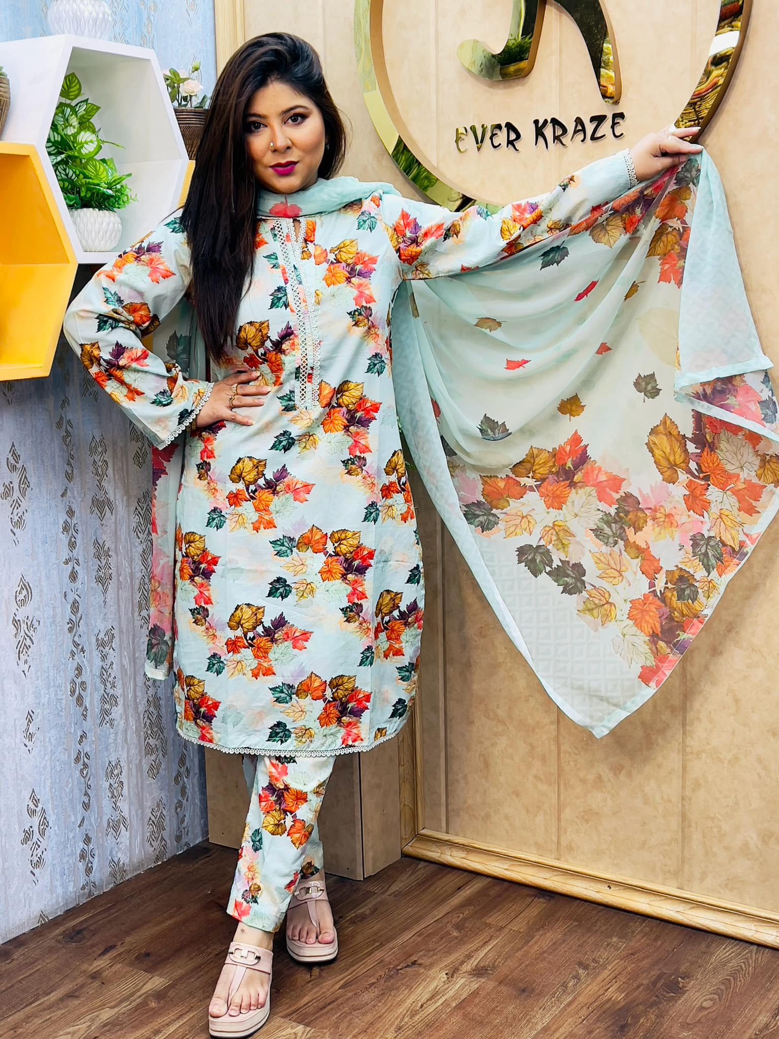 Printed khadar 3 piece