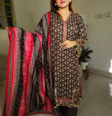 Embroidered Khadar 3 piece